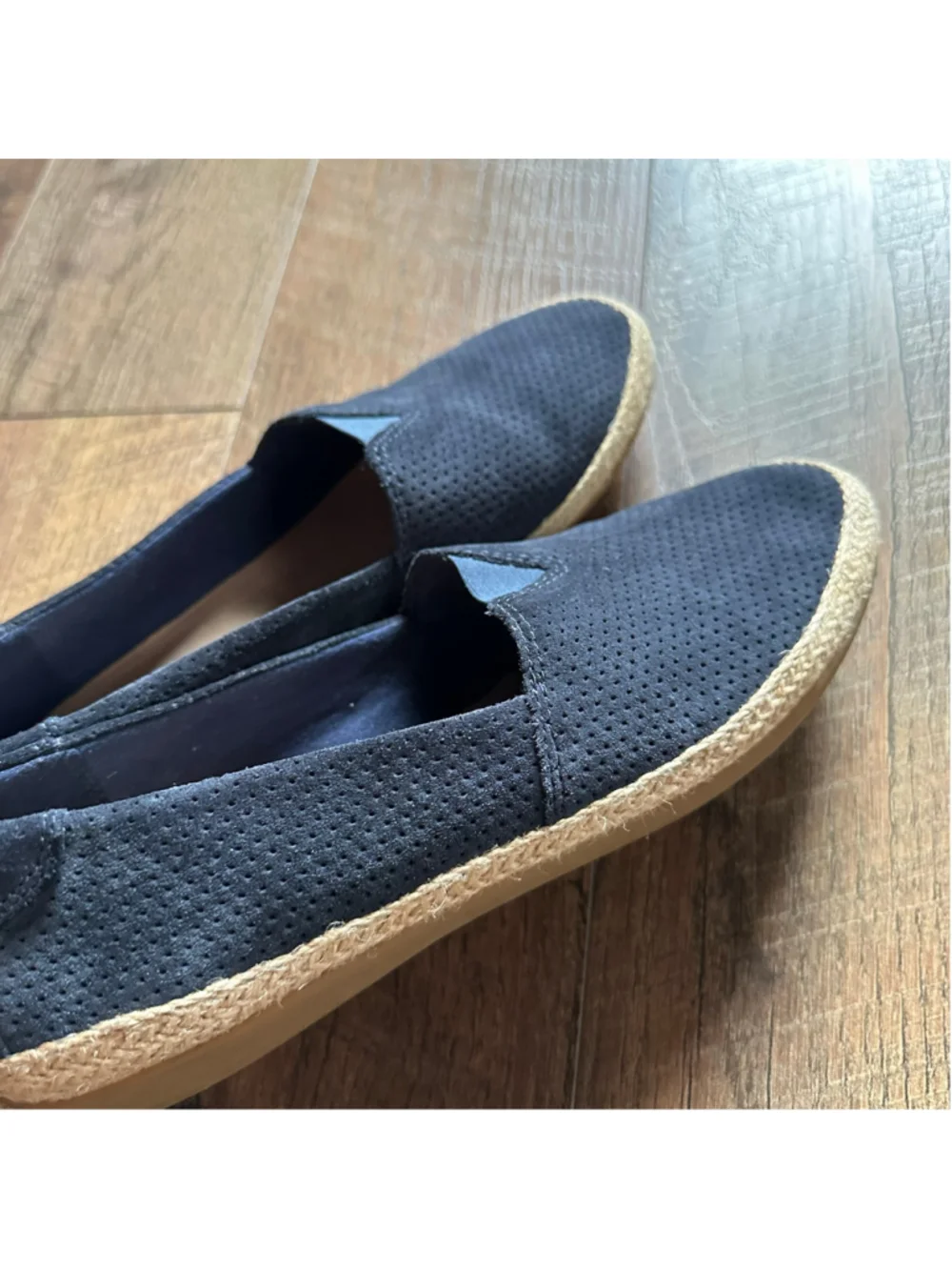 Women's Clarks Navy Blue Perforated Espadrille Flats